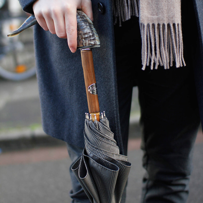 Mutton Horn Umbrella with Wooden Shaft – Classic Handmade Italian Craft