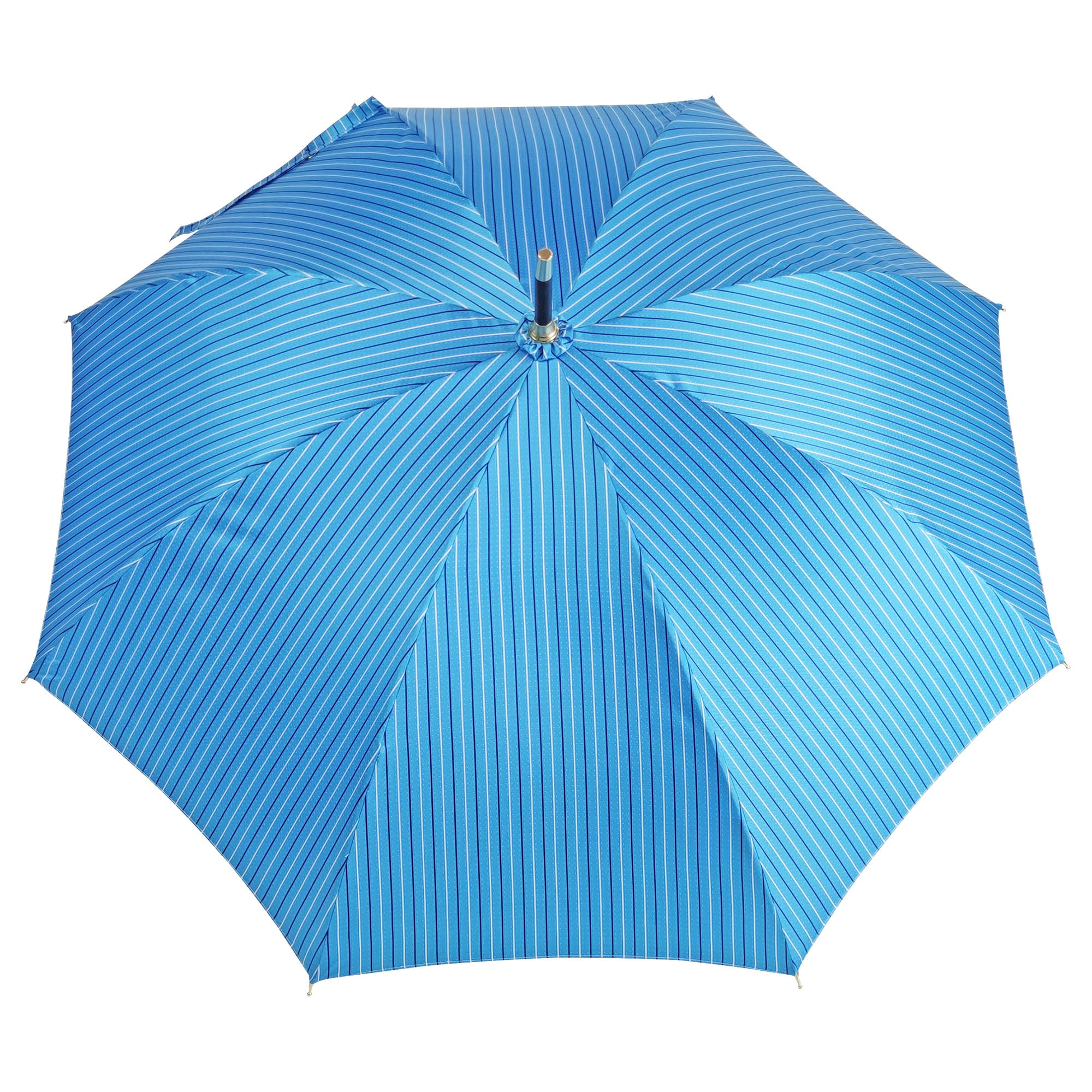 Classic Blue Men's Umbrella with Black Beech Wood and Leather Handle