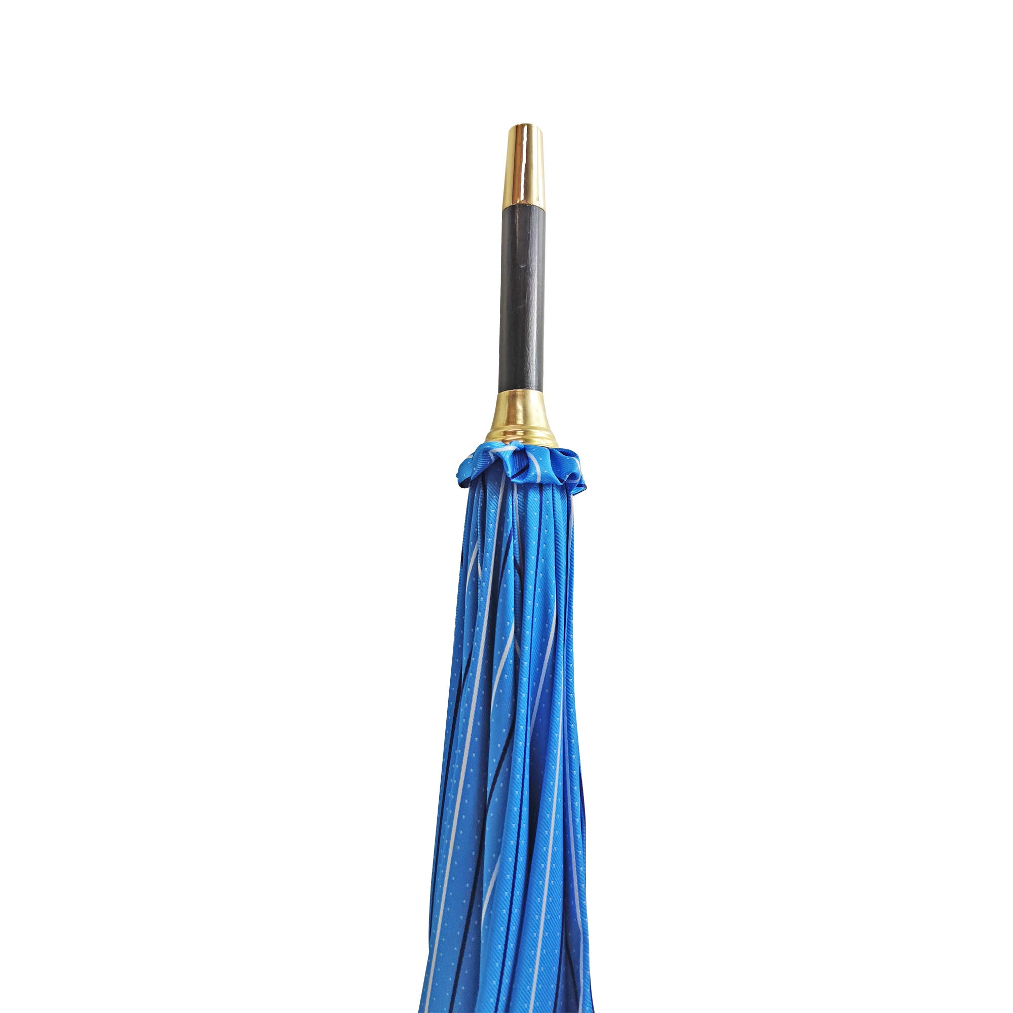 Classic Blue Men's Umbrella with Black Beech Wood and Leather Handle