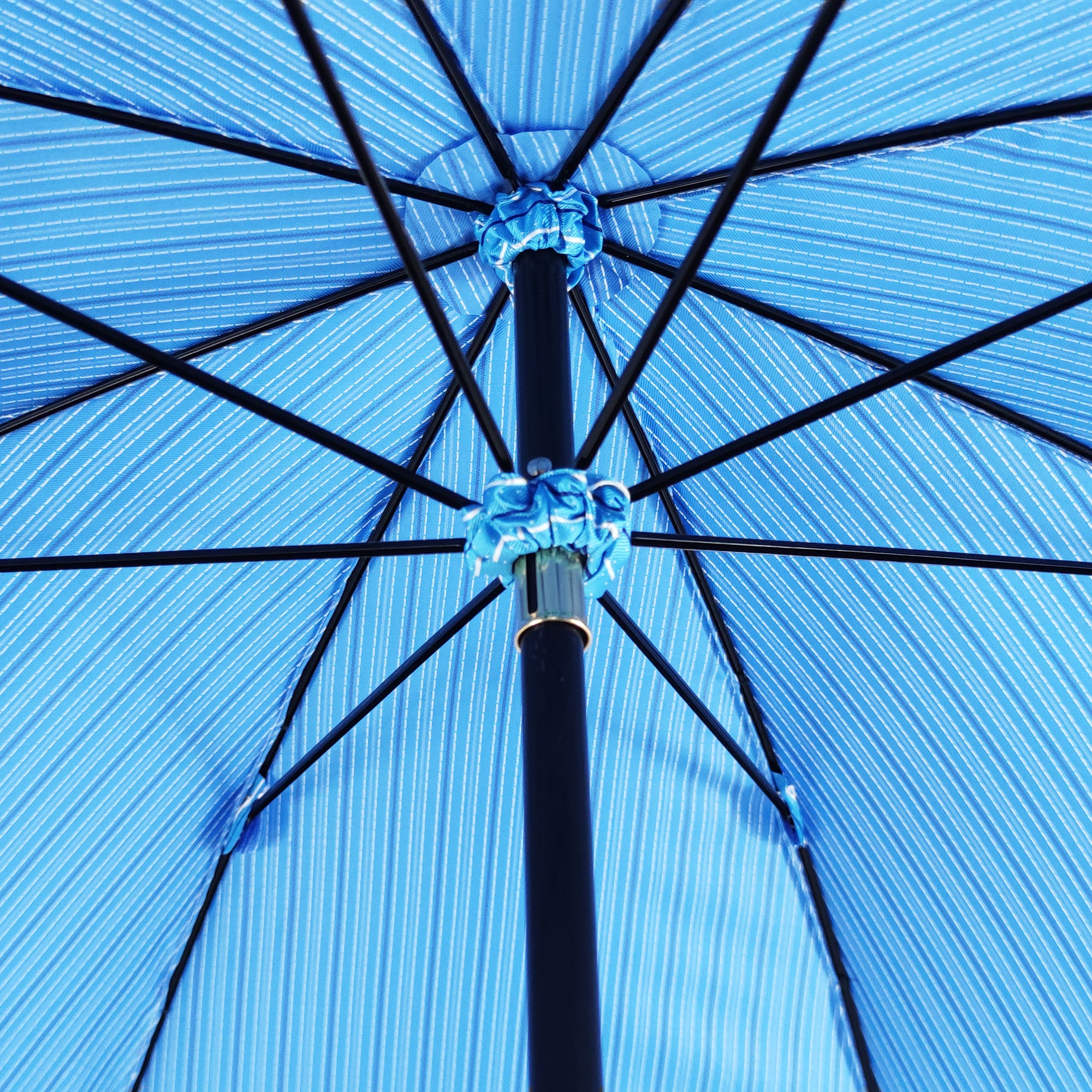 Classic Blue Men's Umbrella with Black Beech Wood and Leather Handle