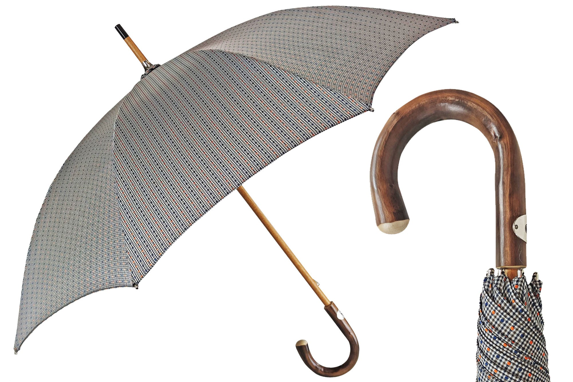 Men's Umbrella with Peeled Chestnut Wood Handle – Handmade in Italy