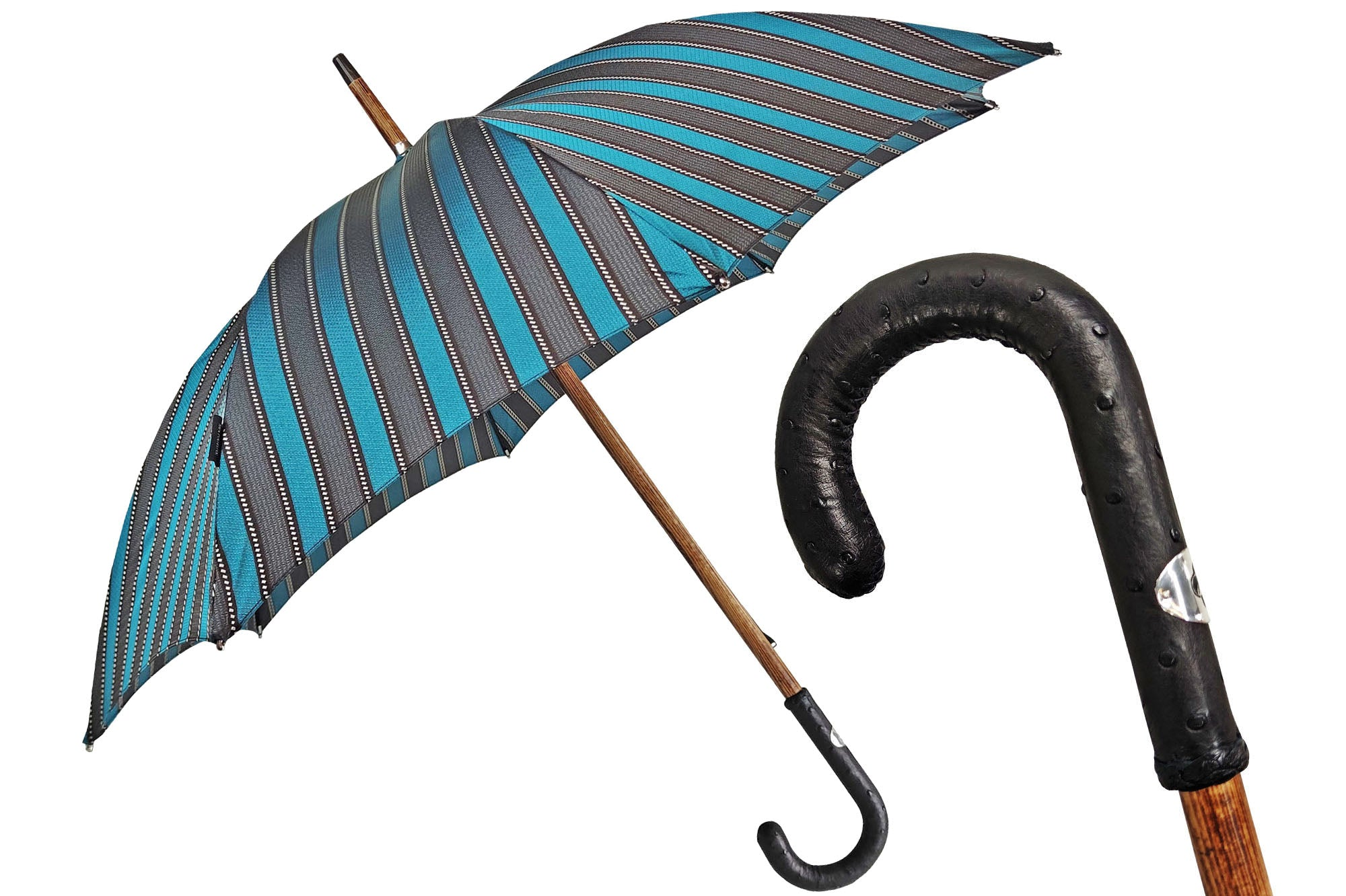Men's Umbrella with Ostrich Leather Handle – Classic Handmade Design