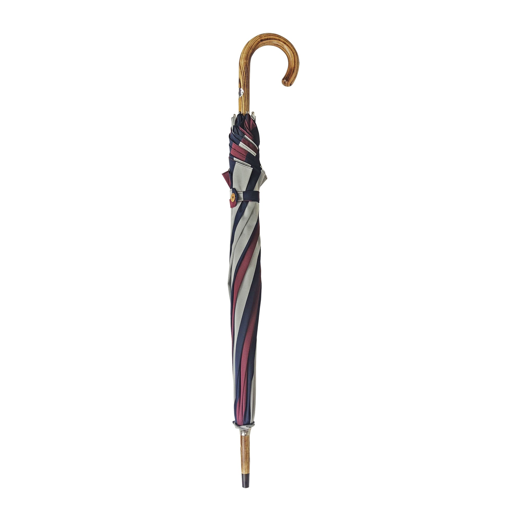 Refined Multicolour Striped Umbrella with Handcrafted Beechwood Handle