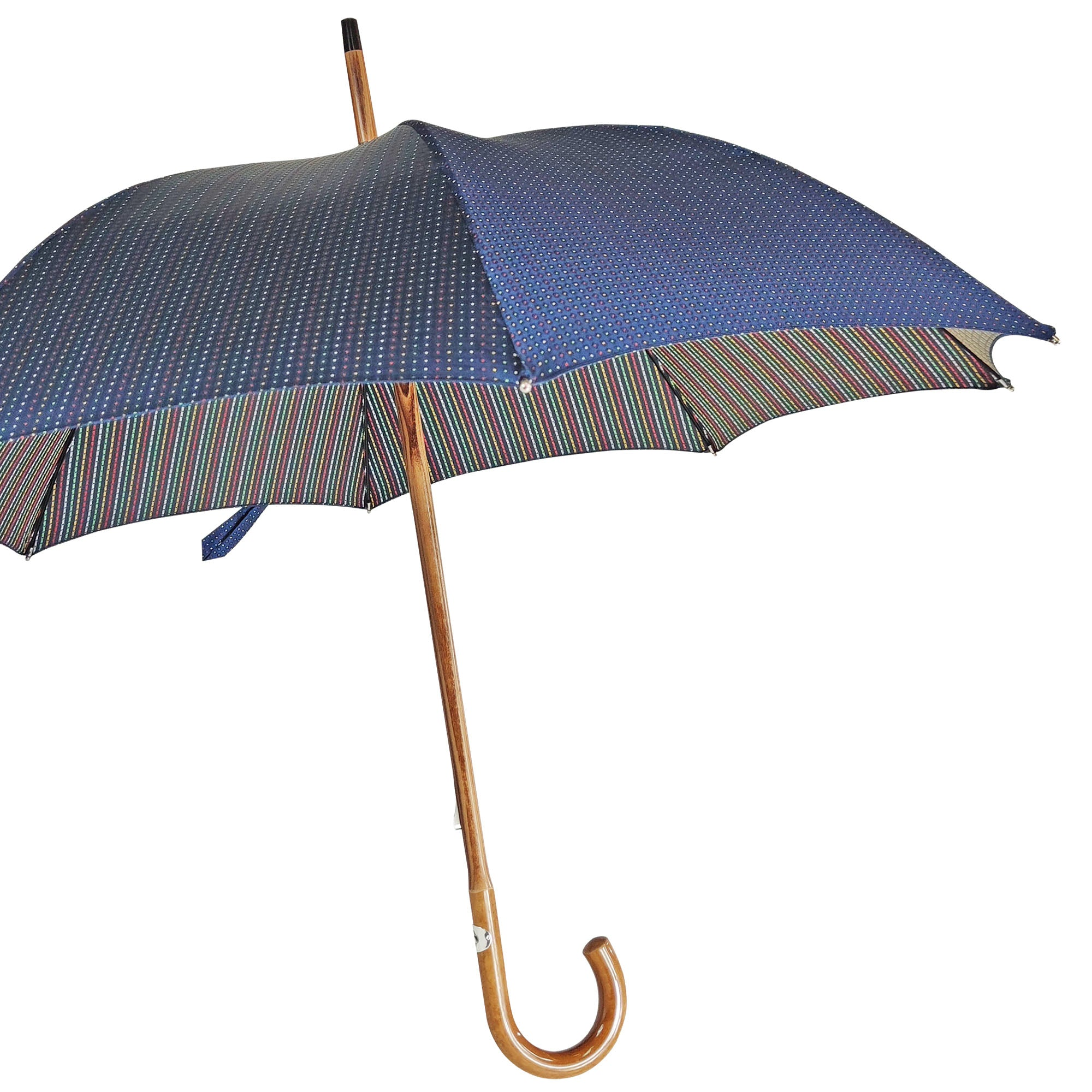 Classic Handmade Multicolor Dot Umbrella with Elegant Malacca Handle