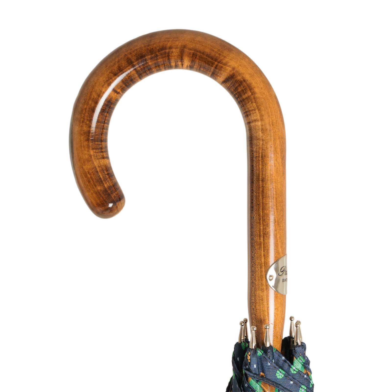 Maple Stick Umbrella with Little Flowers, Handmade Italian Craft