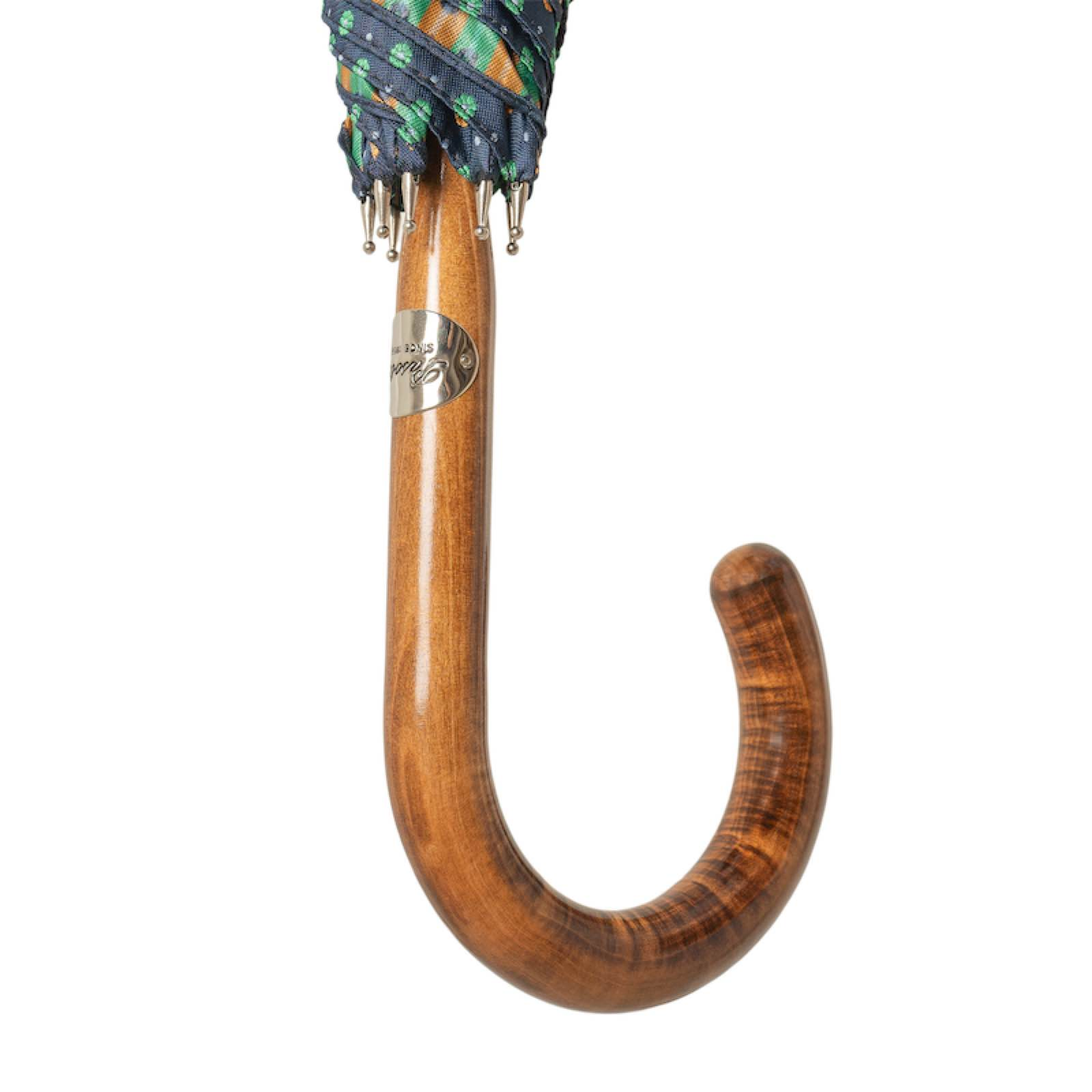 Maple Stick Umbrella with Little Flowers, Handmade Italian Craft