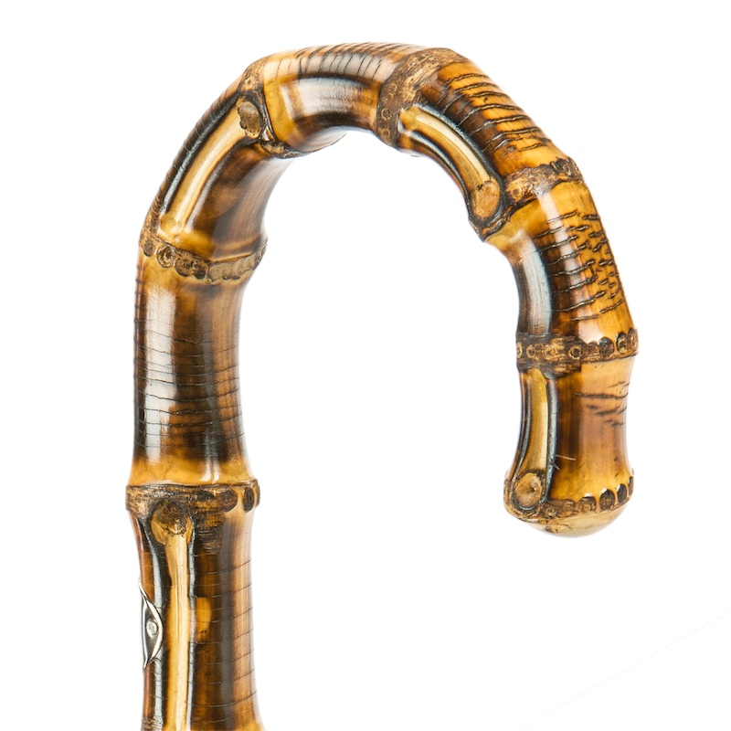 Navy Blue Camouflage Umbrella with Bamboo Handle, Italian Craft