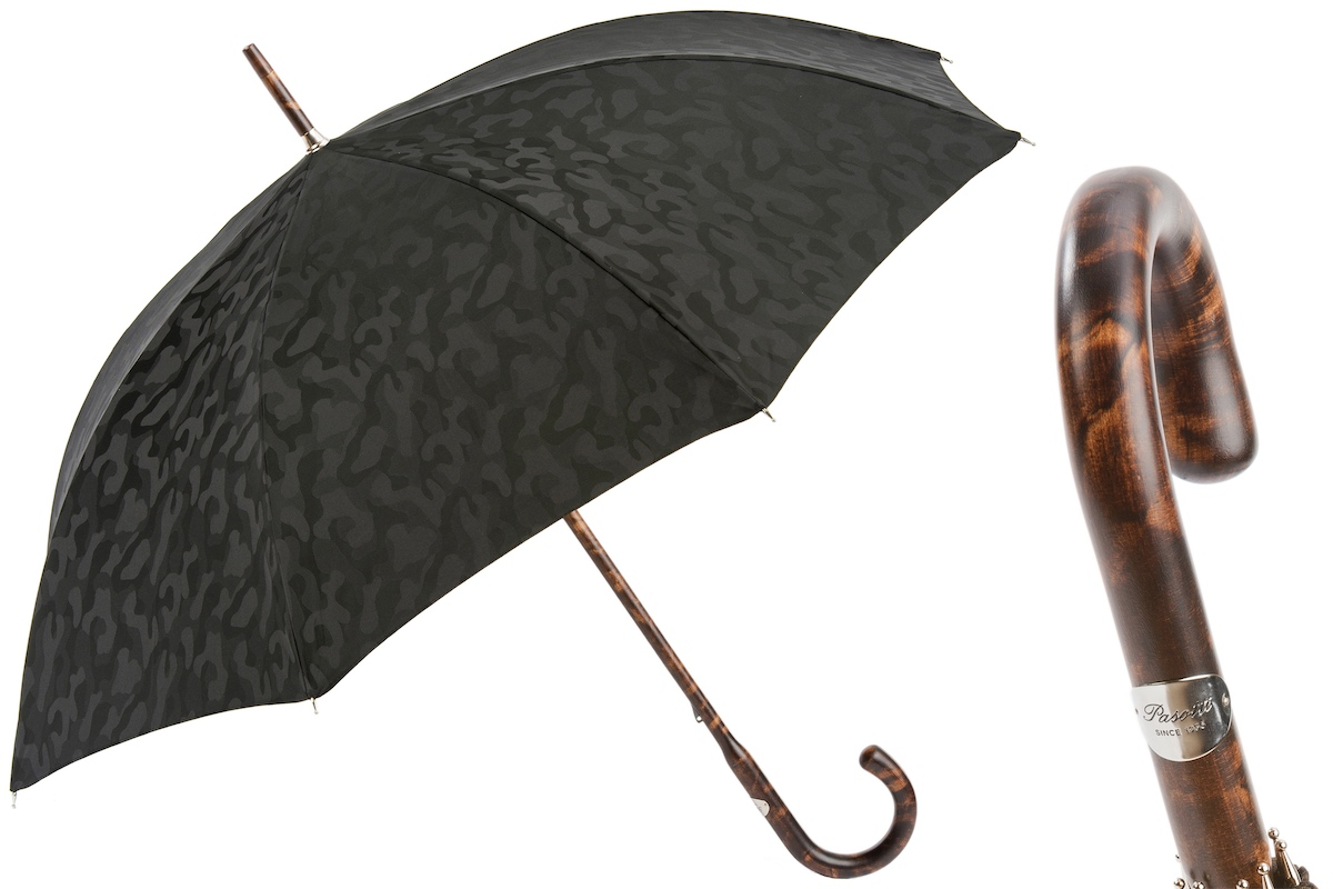 Black Camouflage Bespoke Umbrella with Hickory Handle and Horn End