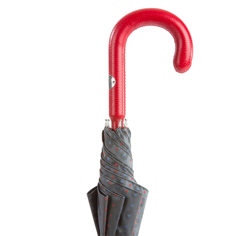 Gentlemen’s Umbrella with Red Leather Handle – Handmade in Italy