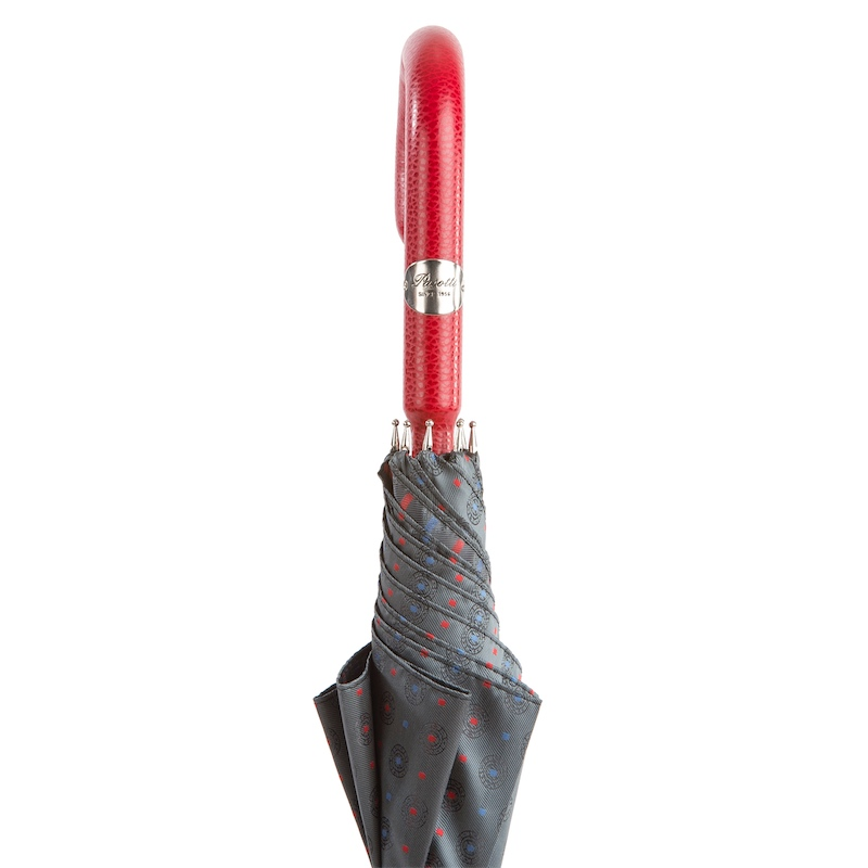 Gentlemen’s Umbrella with Red Leather Handle – Handmade in Italy
