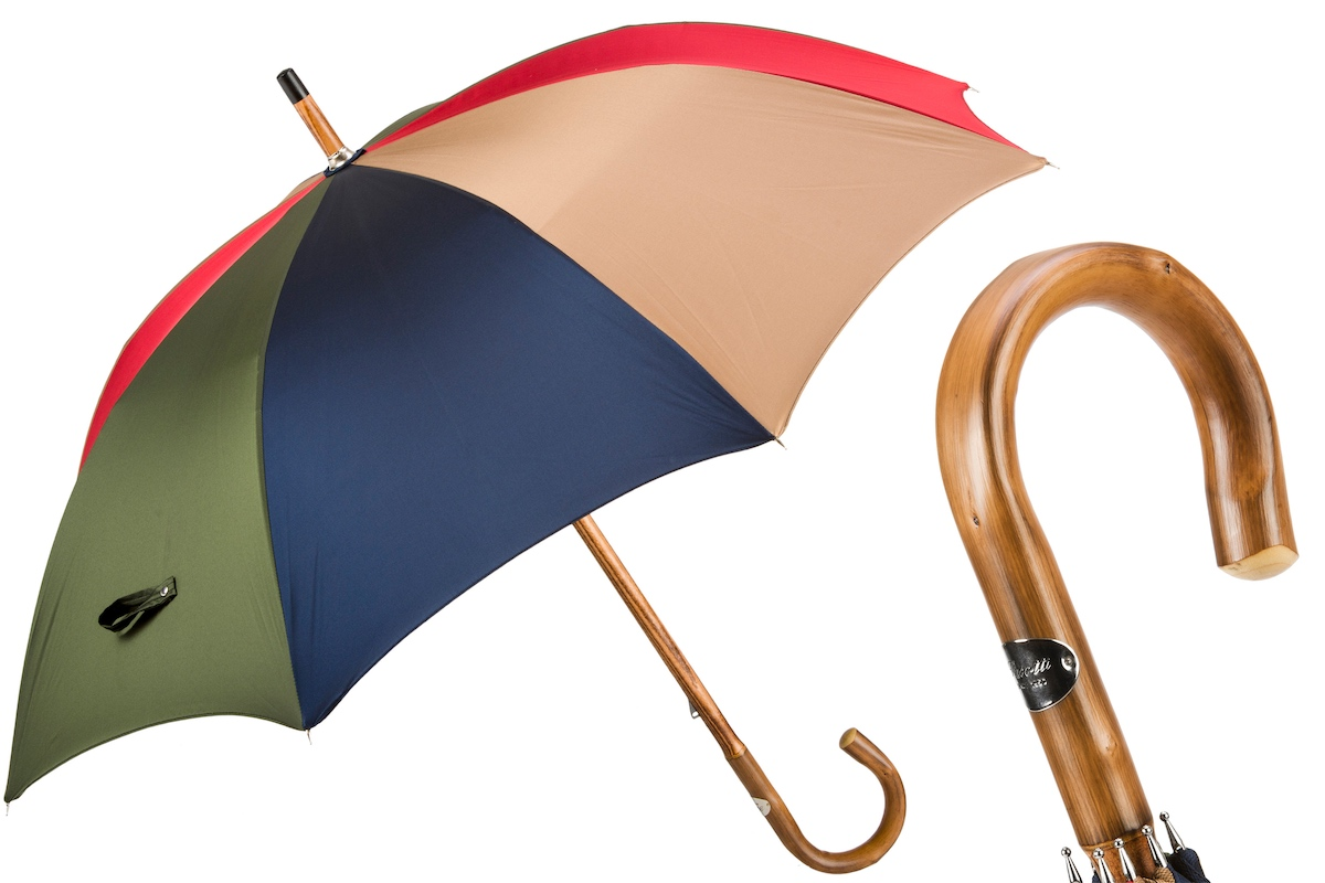 Multicolor Bespoke Gentleman’s Umbrella with Solid Chestnut Stick