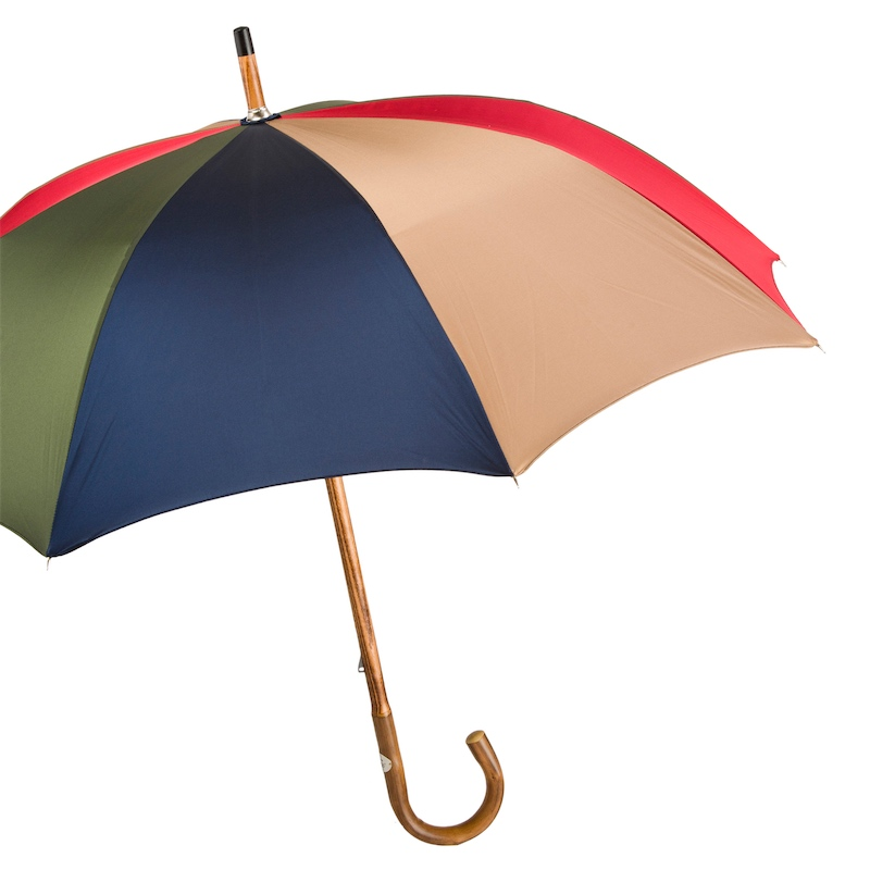 Multicolor Bespoke Gentleman’s Umbrella with Solid Chestnut Stick