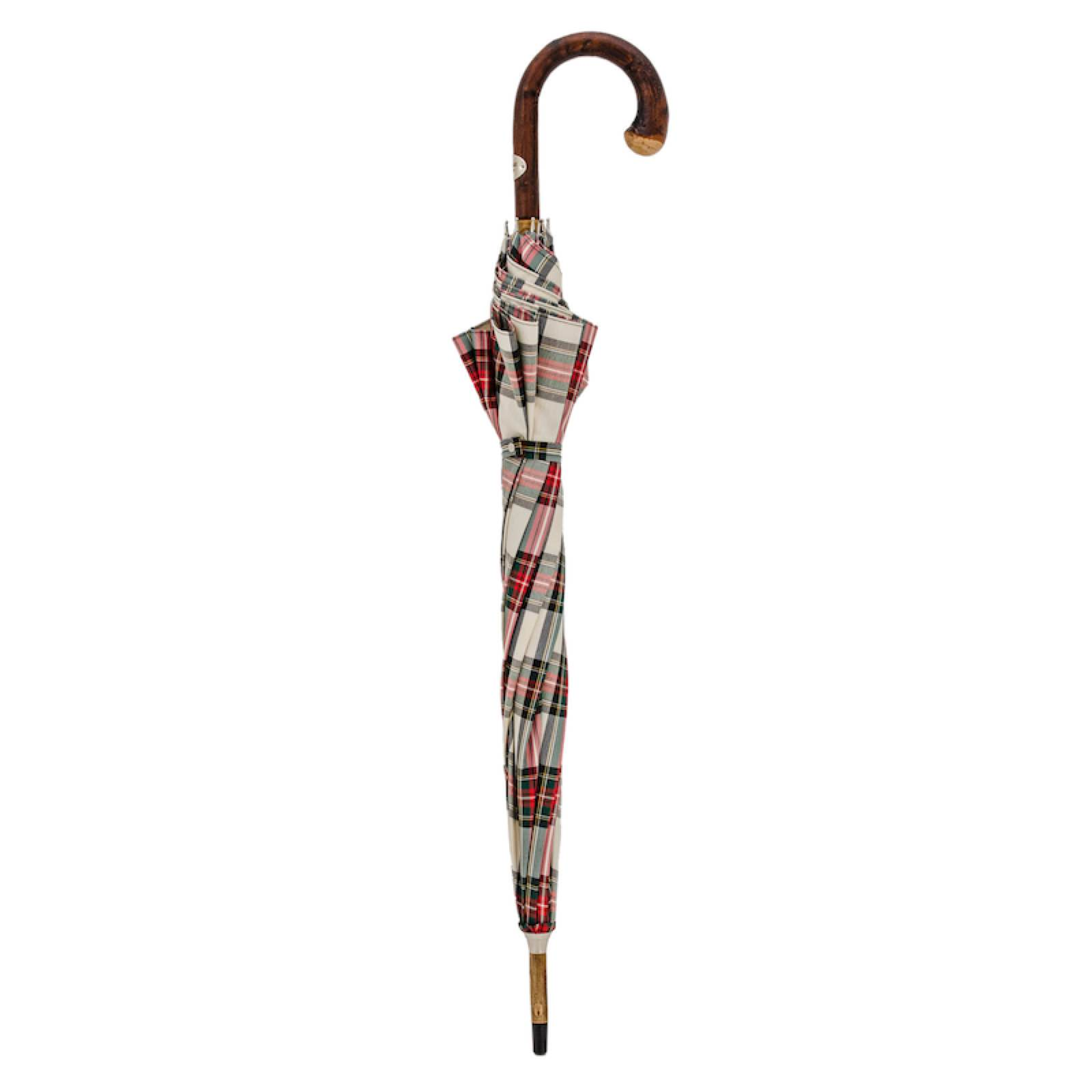 Umbrella Tartan Classico – Handmade Chestnut Handle, Italian Craft