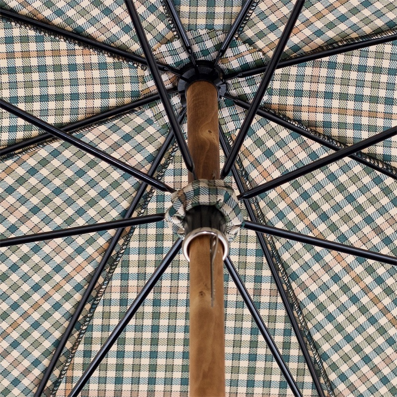 Mini Tartan Umbrella with One-Piece Ash Handle – Handmade in Italy