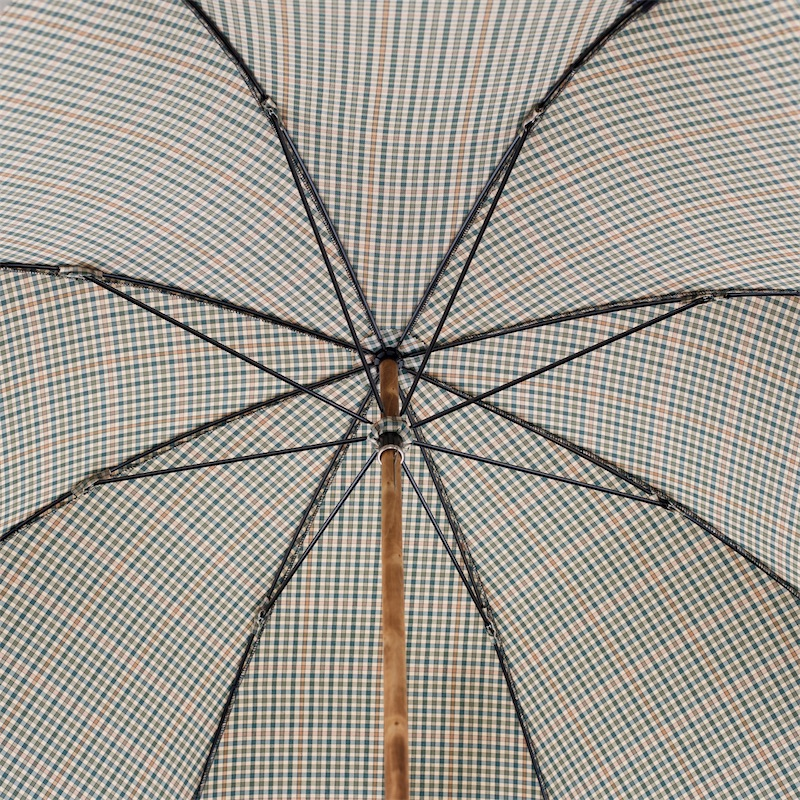 Mini Tartan Umbrella with One-Piece Ash Handle – Handmade in Italy