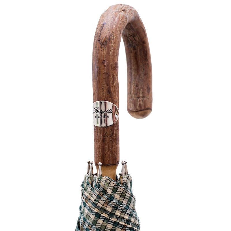 Mini Tartan Umbrella with One-Piece Ash Handle – Handmade in Italy