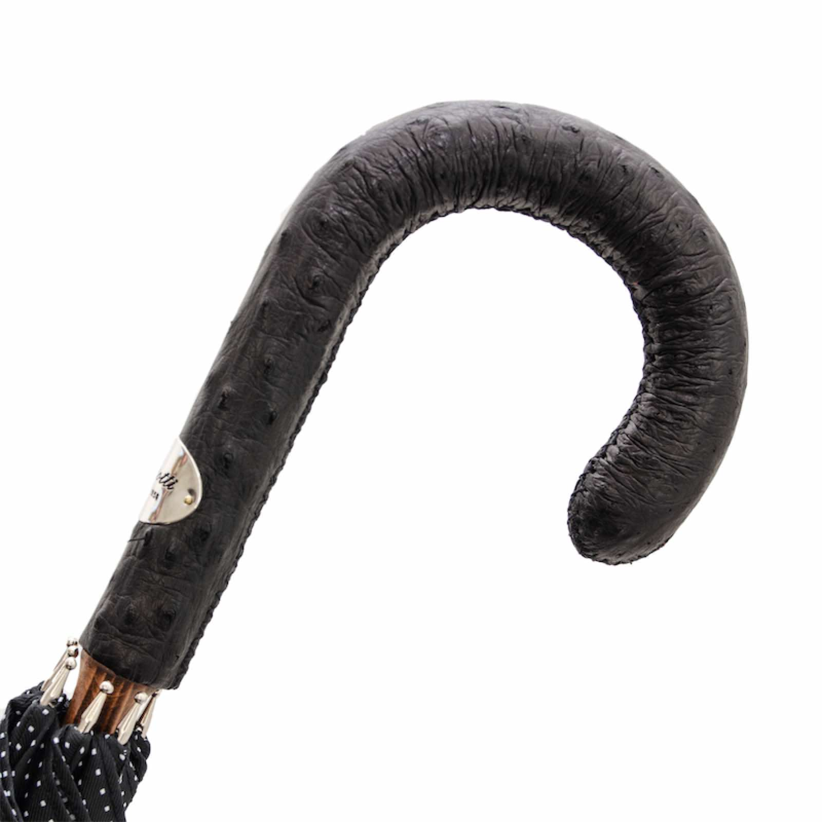 Umbrella Punto Bianco with Ostrich Leather Handle – Handmade in Italy