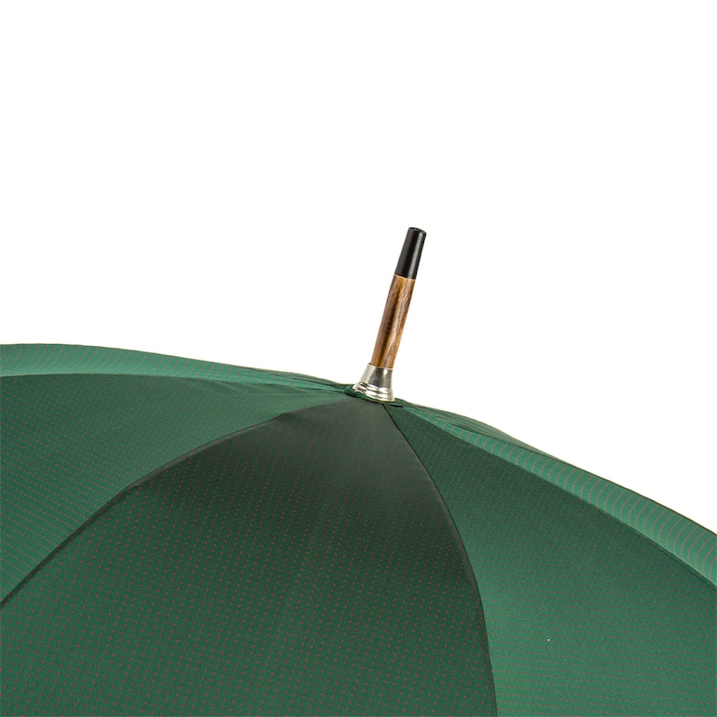 Dark Green Wooden Umbrella with Red Dots and Chestnut Handle