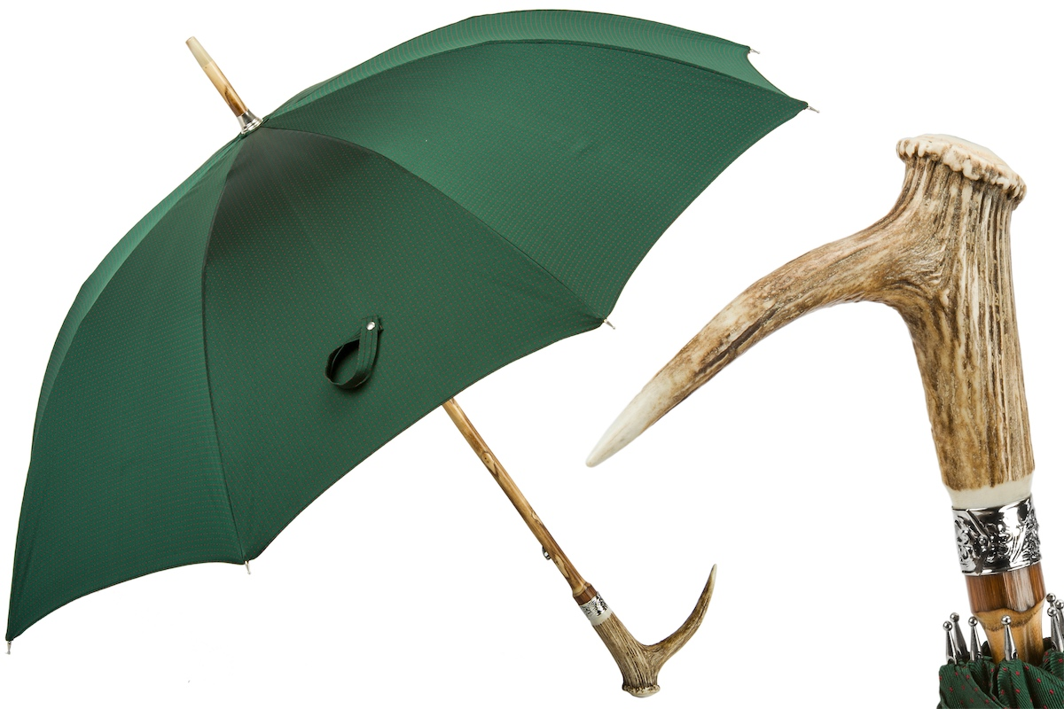 Deer Antler Umbrella with Wooden Shaft – Handmade in Italy