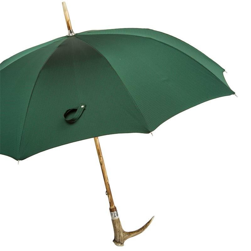 Deer Antler Umbrella with Wooden Shaft – Handmade in Italy