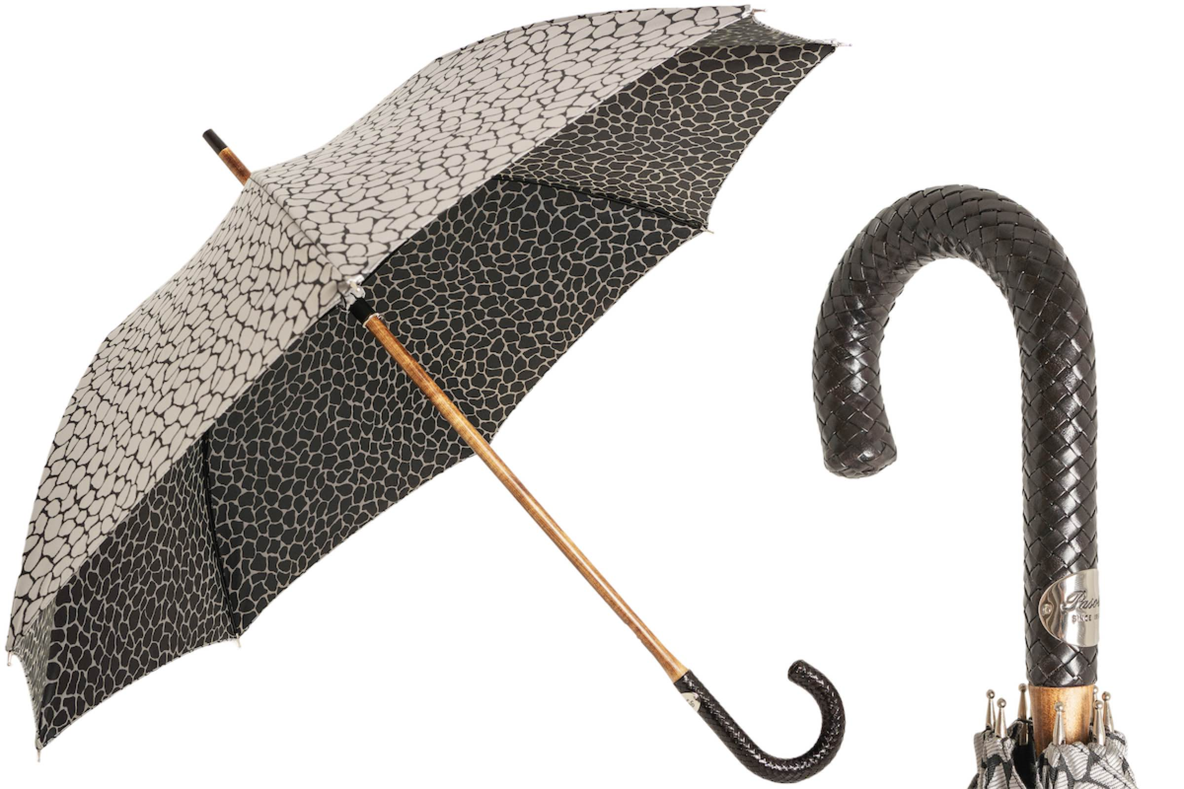Savage Umbrella with Braided Leather Handle – Handmade in Italy
