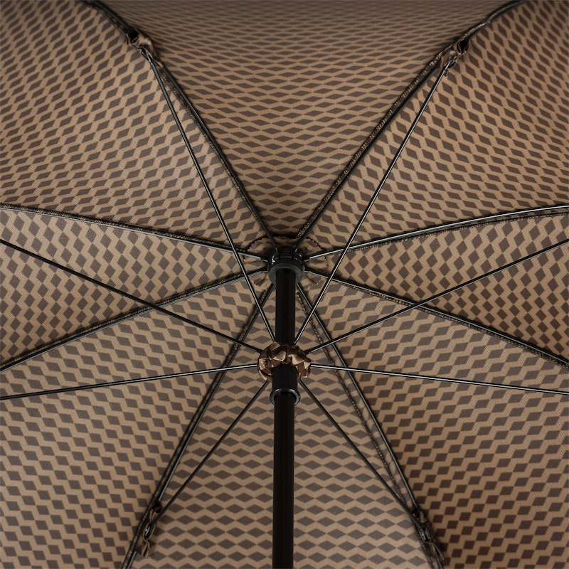 Geometric Jacquard Umbrella with Chestnut Handle, Handmade in Italy