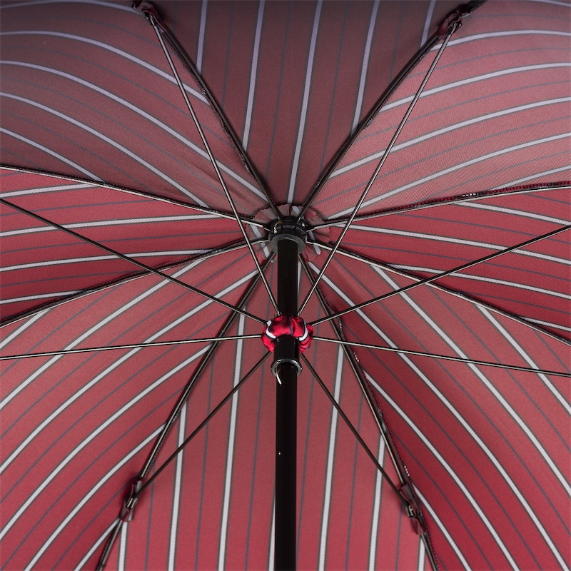 Large Striped Umbrella with Leather Handle – Handmade in Italy