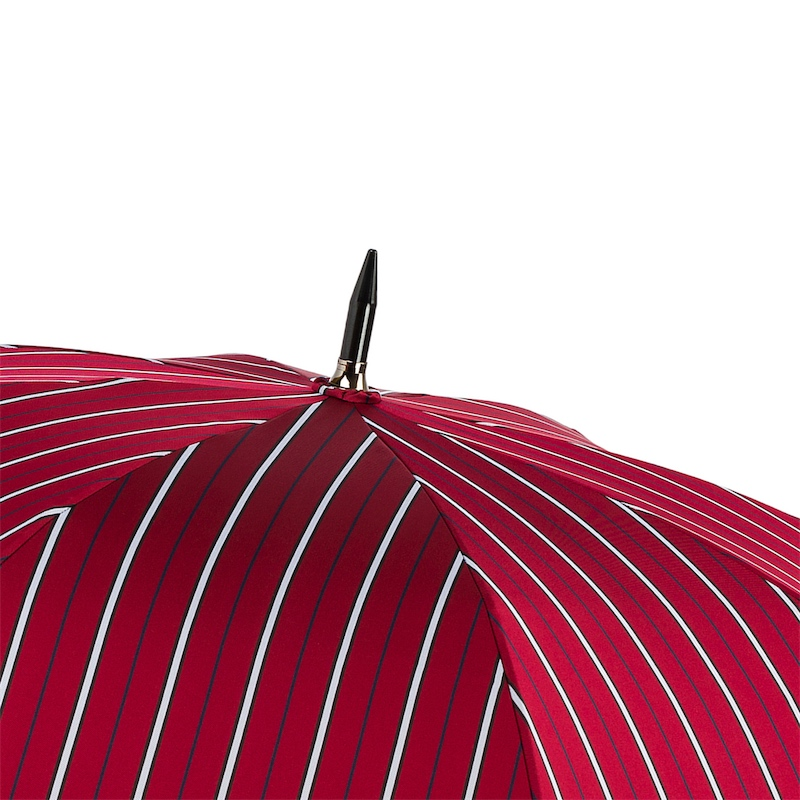 Large Striped Umbrella with Leather Handle – Handmade in Italy