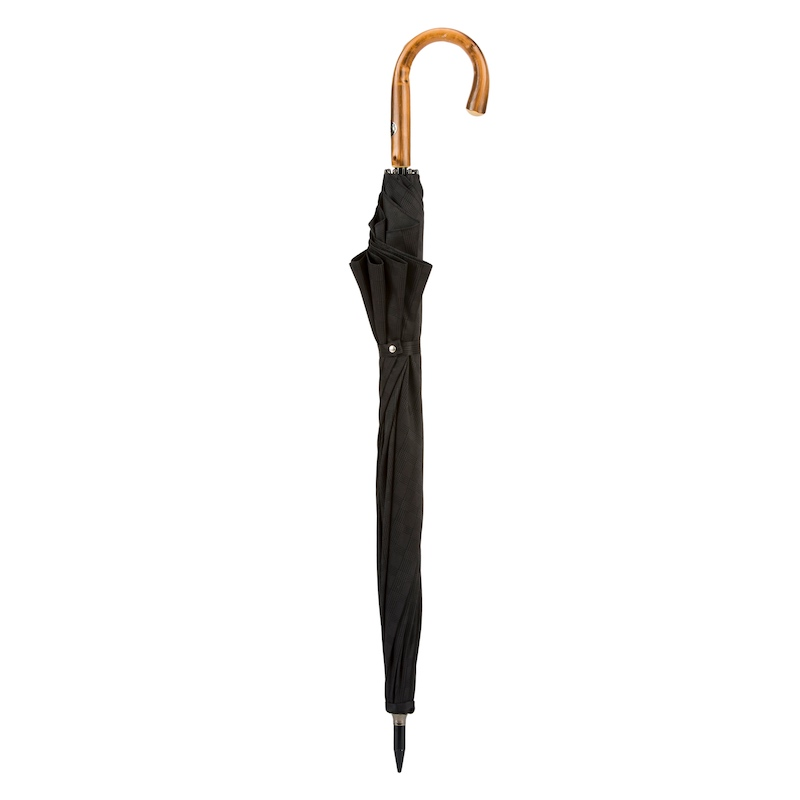 Chestnut Handle Extra Wide Canopy Black Minigalles Umbrella