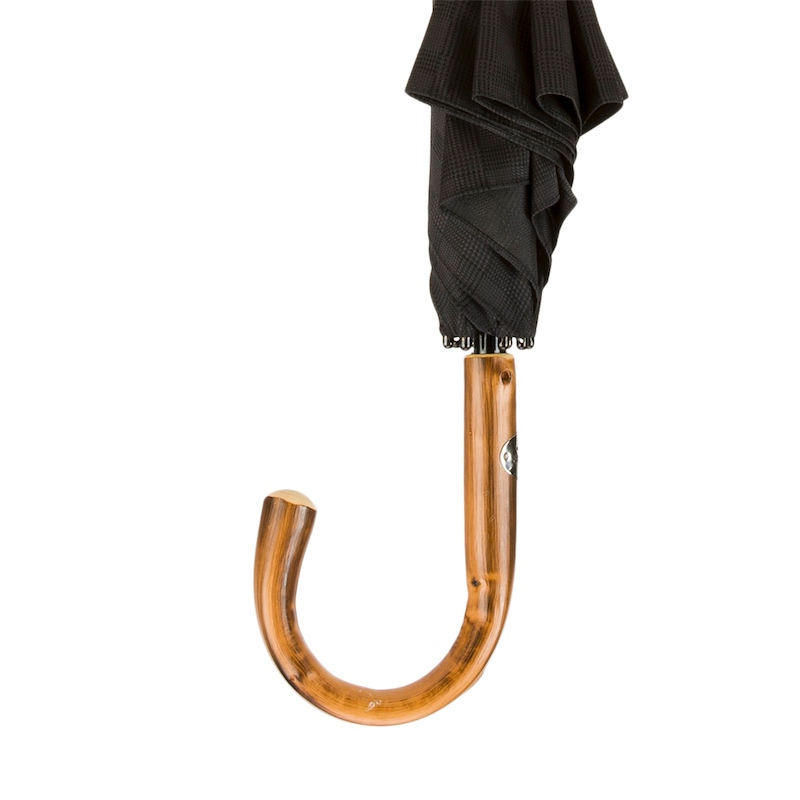 Chestnut Handle Extra Wide Canopy Black Minigalles Umbrella