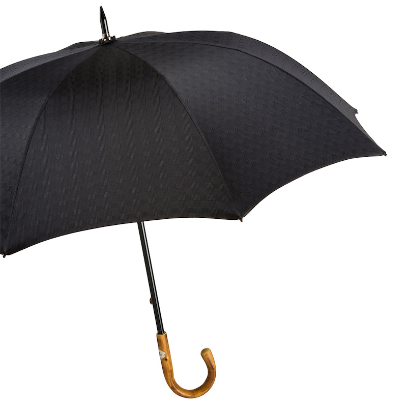Chestnut Handle Extra Wide Canopy Black Minigalles Umbrella