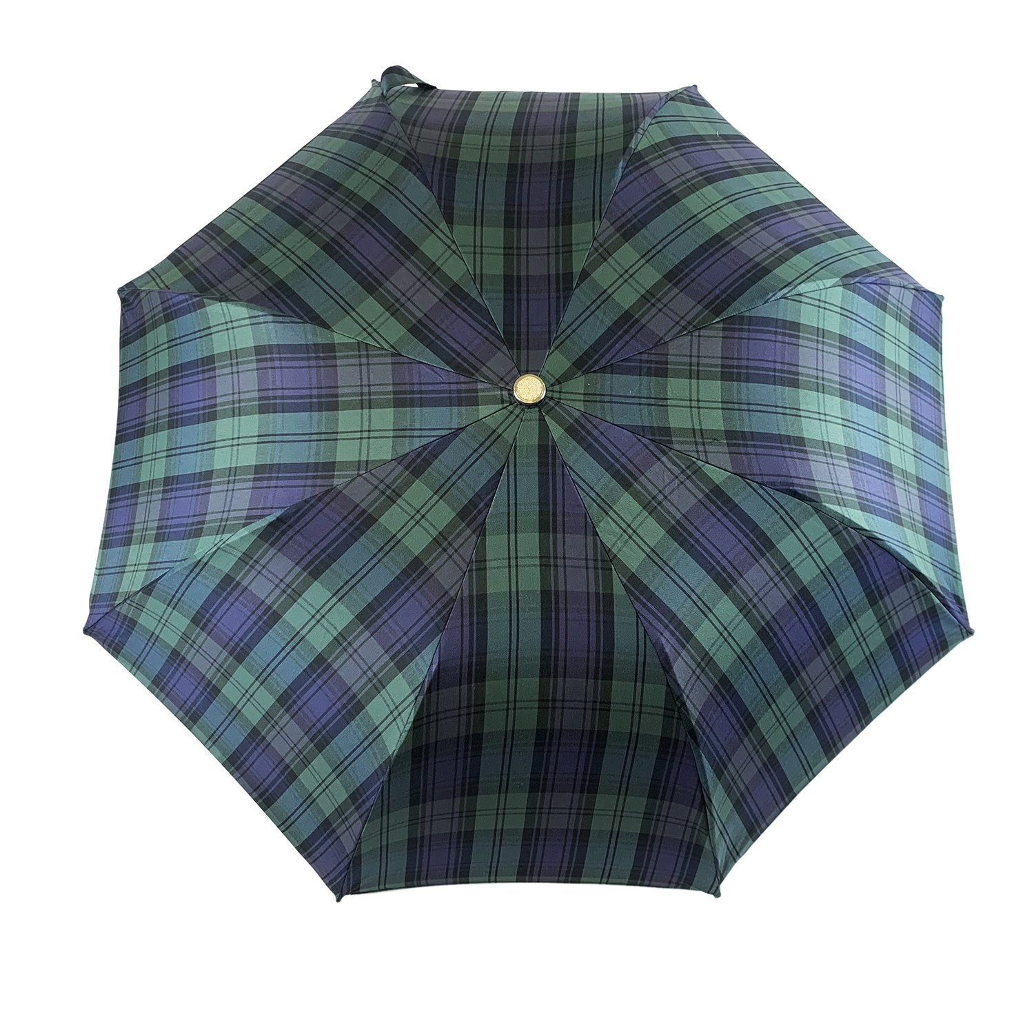 Tartan Folding Umbrella with Bamboo Handle – Men’s Classic Style