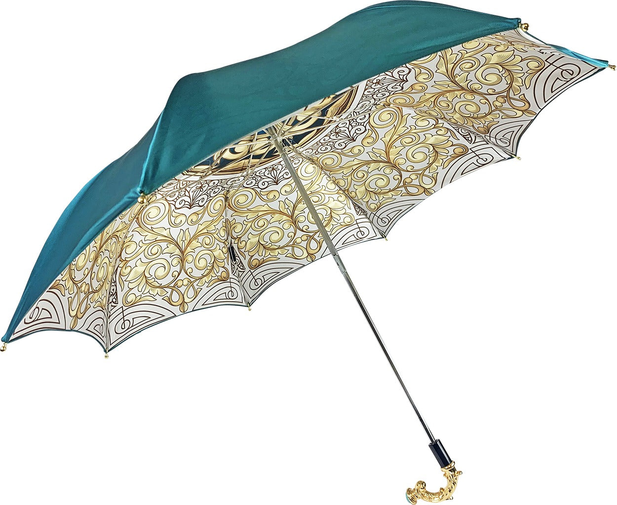 Turquoise Gradient Double-Canopy Umbrella – Handmade in Italy