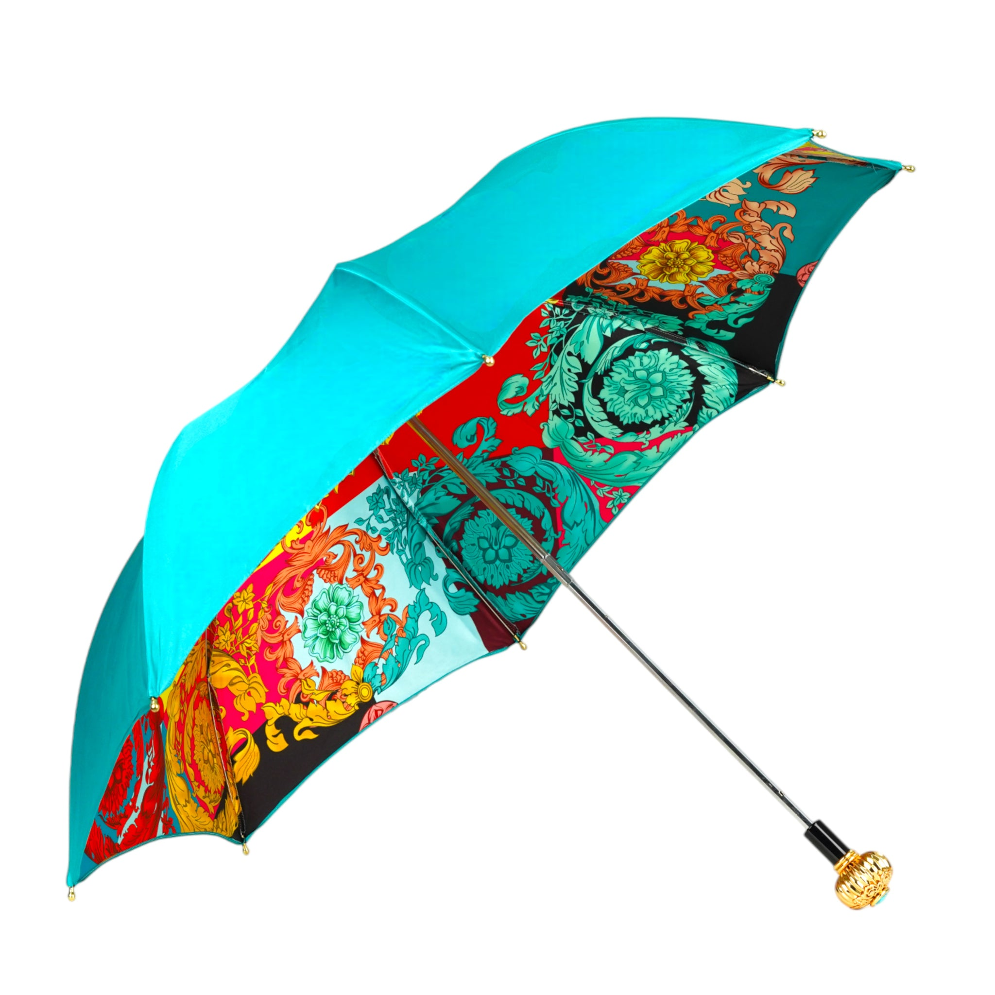 Turquoise Deluxe Women's Umbrella – 24K Goldplated Handle