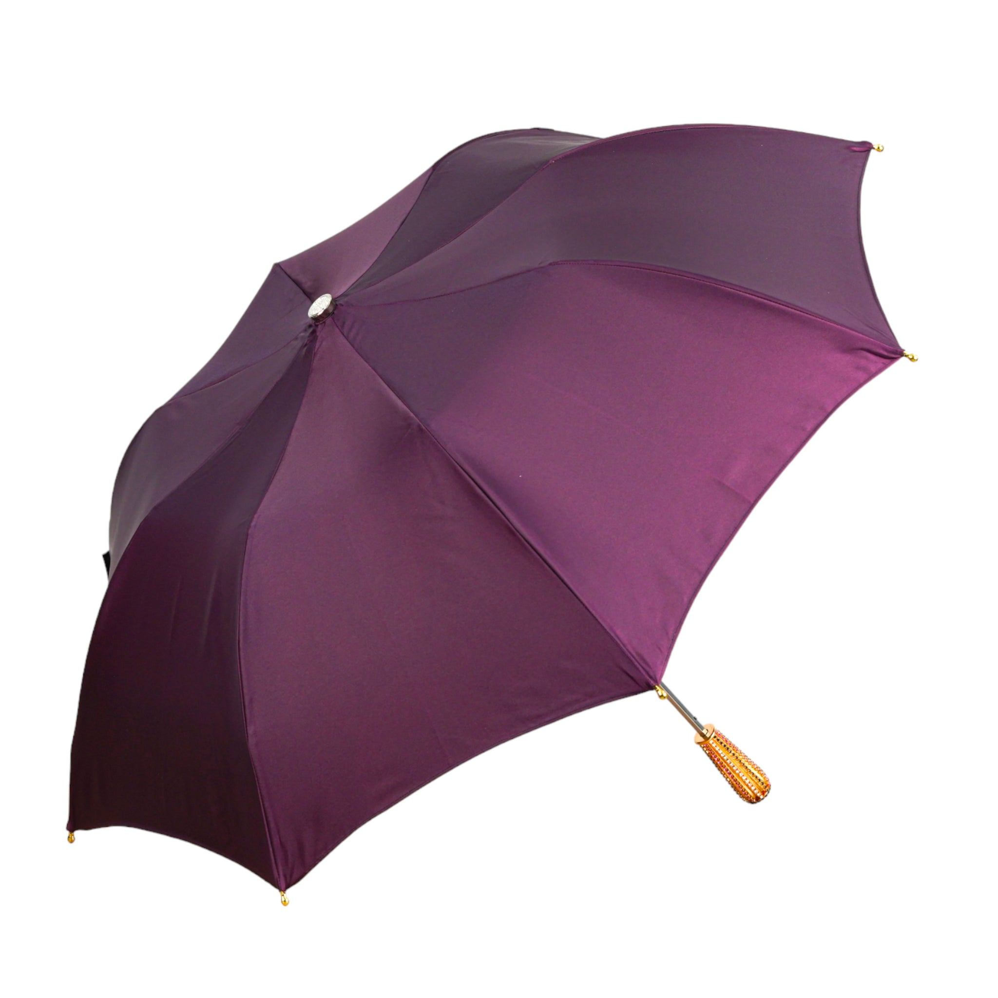Plum Deluxe Women's Umbrella with 24K Goldplated Handle