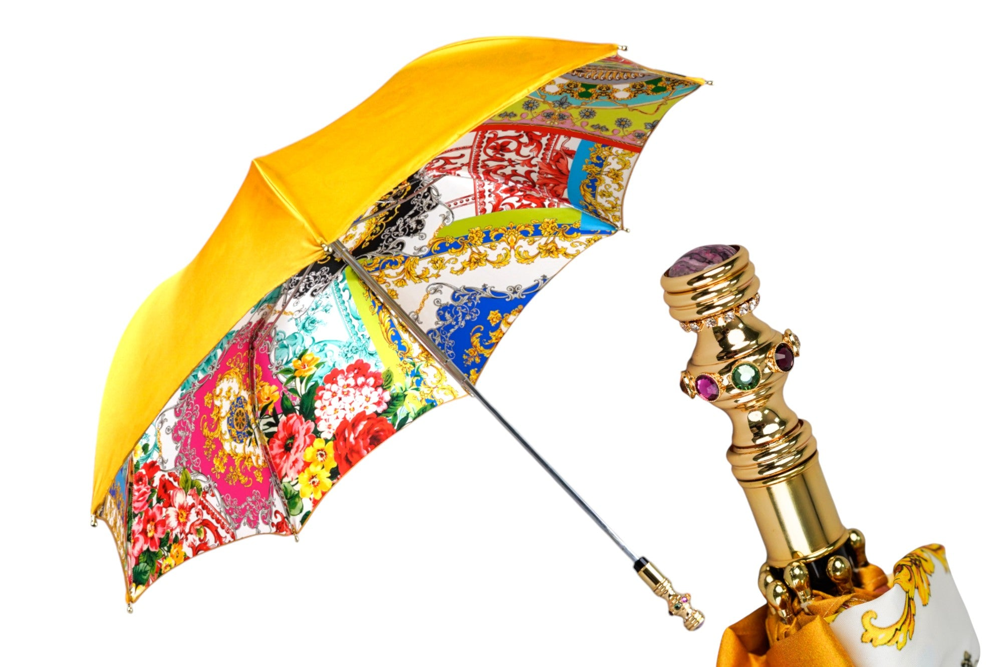 Exclusive Italian Umbrella – Gold-Plated Rainbow Handle