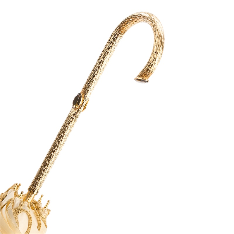 Brass Handle Ivory Woman’s Decorated Umbrella – Manual Opening