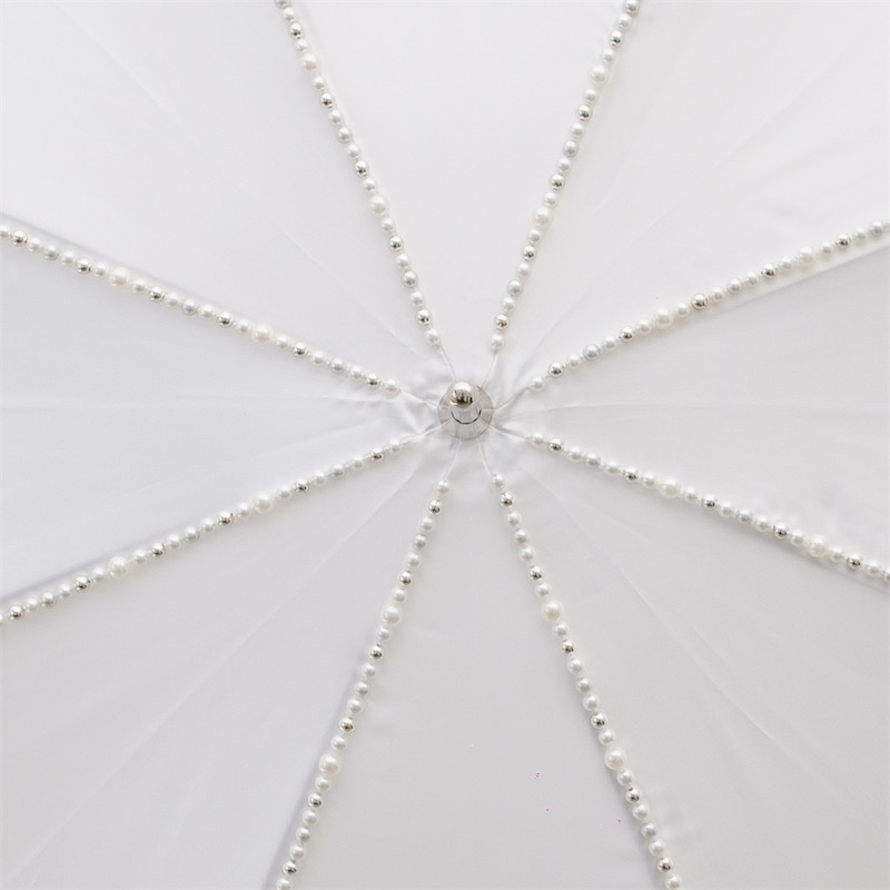 Elegant Wedding Double Cloth Umbrella with White Pearls