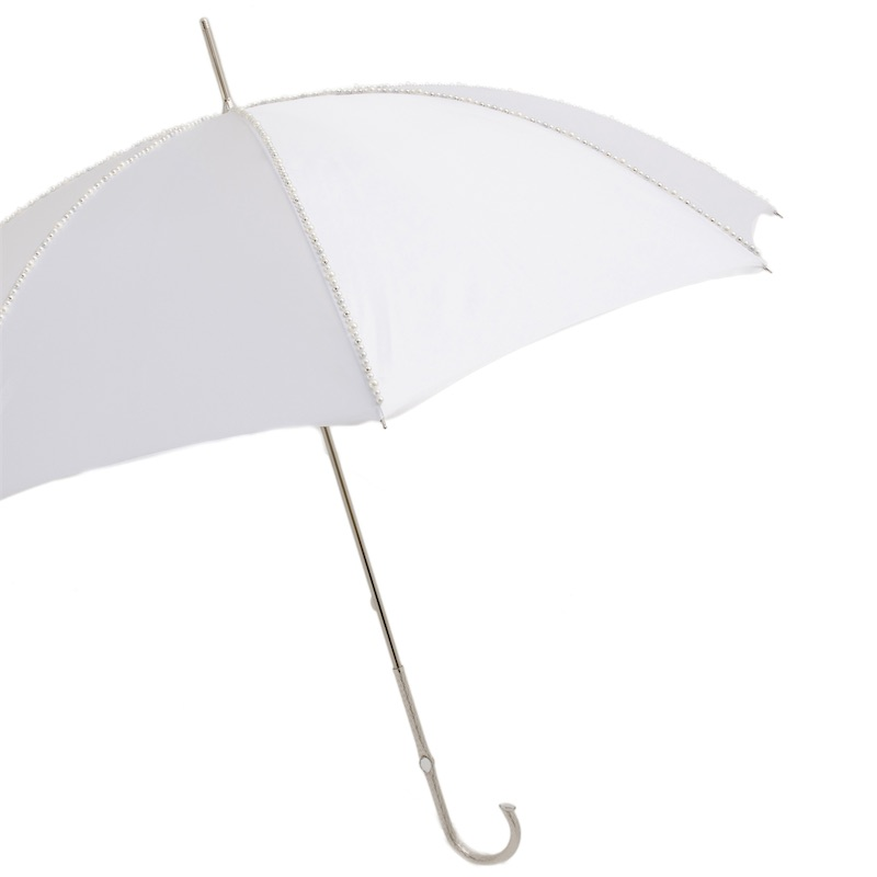 Elegant Wedding Double Cloth Umbrella with White Pearls