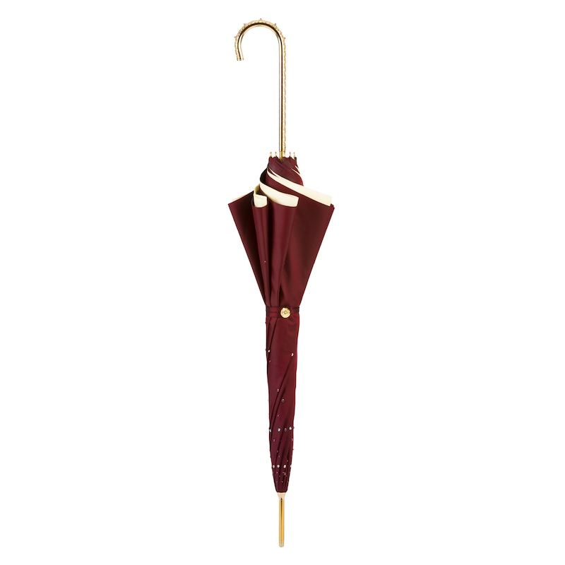 Designer Burgundy Swarovski Double Cloth Umbrella