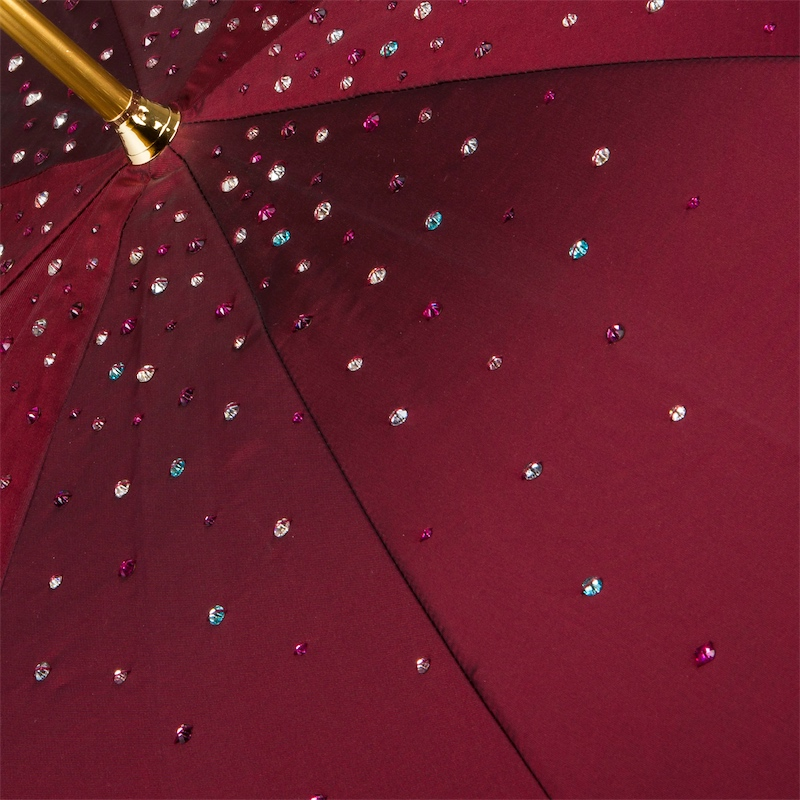 Designer Burgundy Swarovski Double Cloth Umbrella
