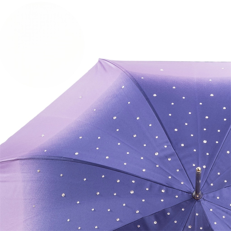 Purple Gem Handle Swarovski Double Cloth Umbrella