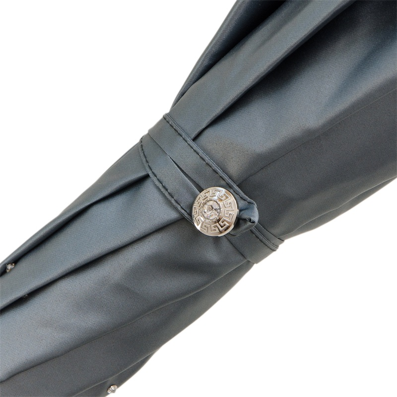Elegant Grey Swarovski Double Cloth Umbrella with Crystals