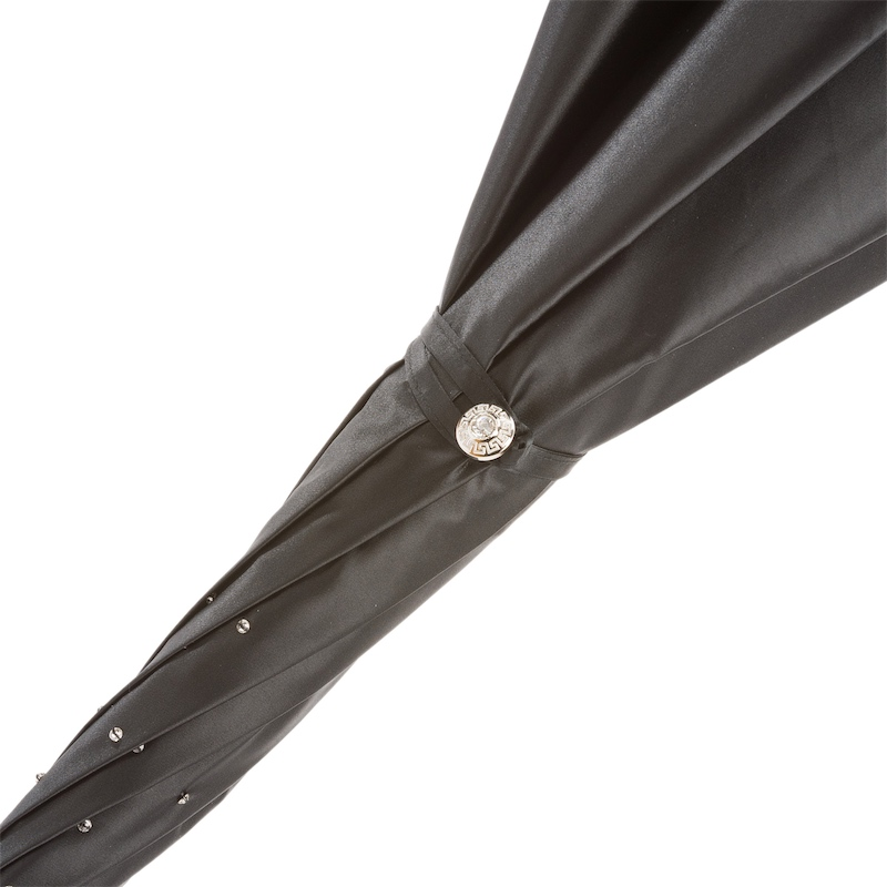 Black Swarovski Crystal Handle Double Cloth Umbrella – Manual Opening - Elegant Knives