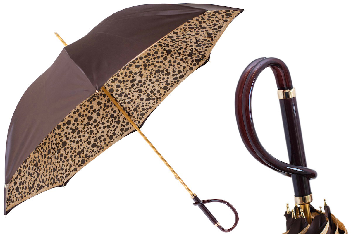 Handmade Brown Speckled Manual Opening Double Cloth Umbrella