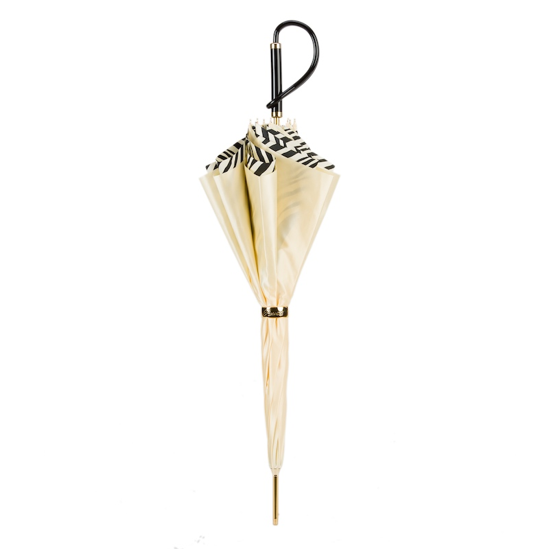 Exclusive Ivory Double Cloth Umbrella with Zebra Interior