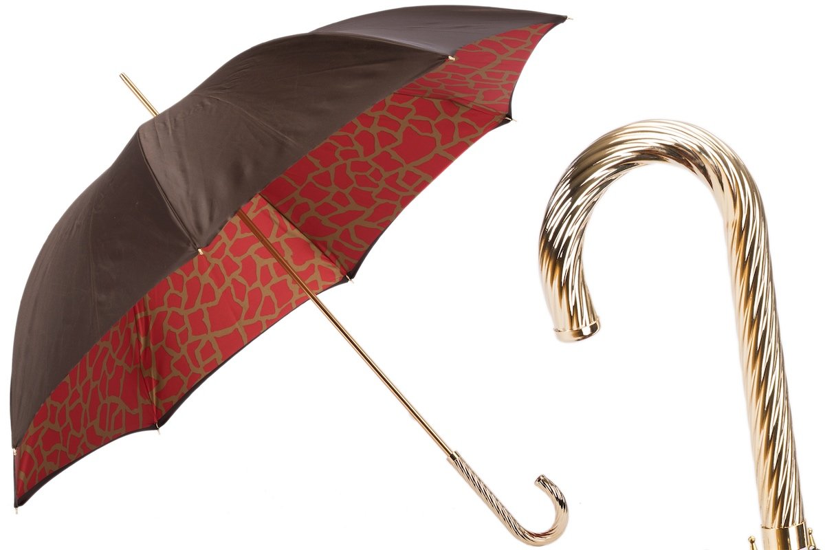 Fashionable Double Cloth Umbrella with Red Giraffe Print Interior
