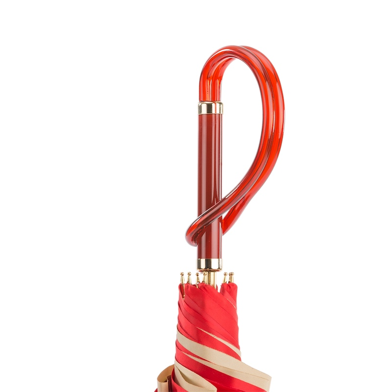 Luxury Red Dahlia Double Cloth Umbrella – Handmade in Italy