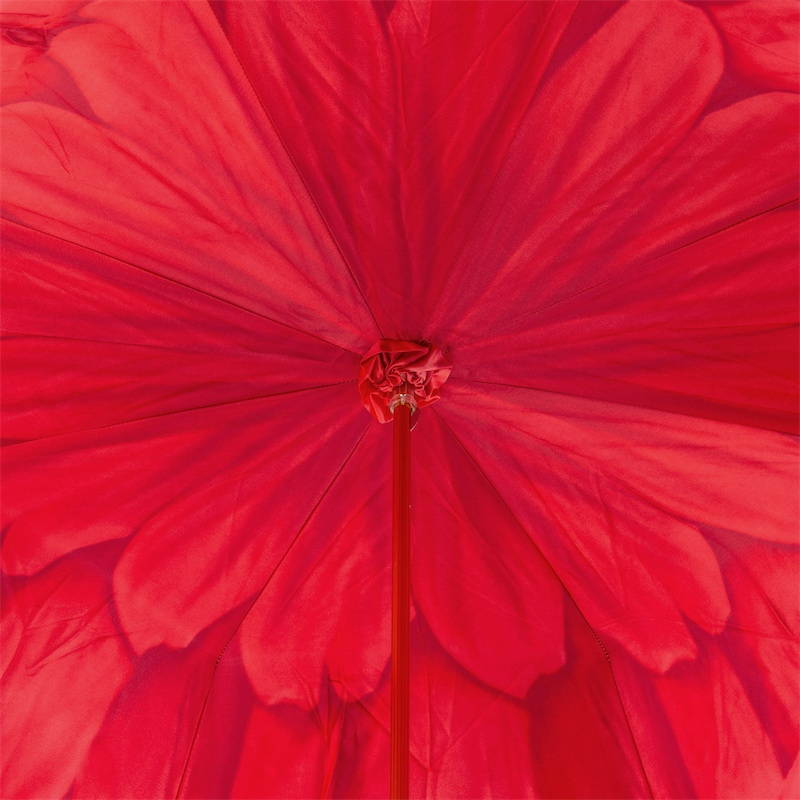 Luxury Red Dahlia Double Cloth Umbrella – Handmade in Italy