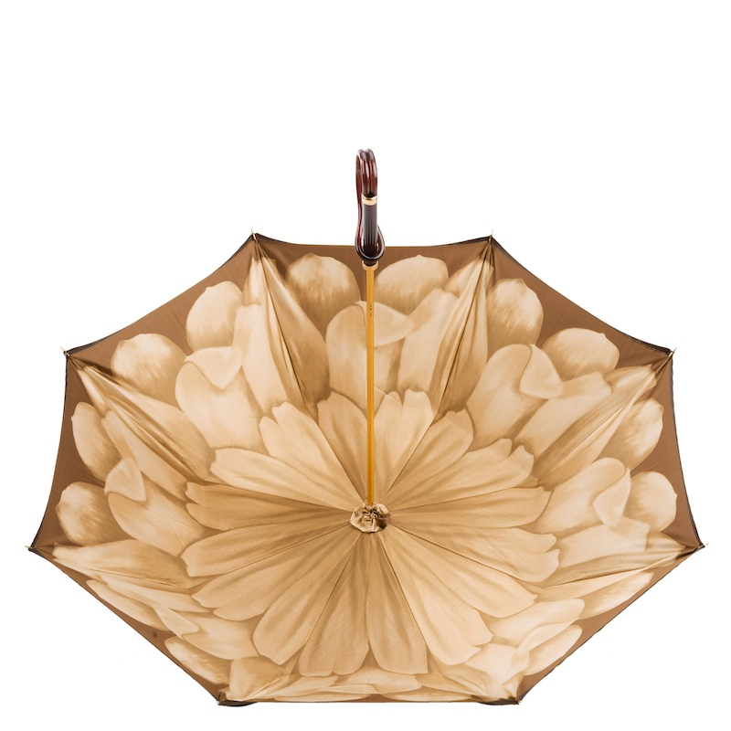 Brown Dahlia Manual Double Cloth Umbrella – Handmade in Italy